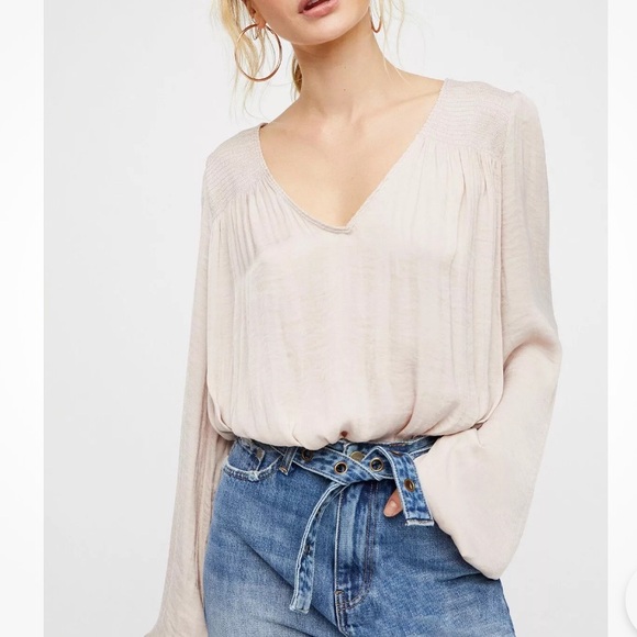 Free People Intimately Smockin’ and Rockin’ Bodysuit Champagne Pink Size Small - Picture 3 of 14